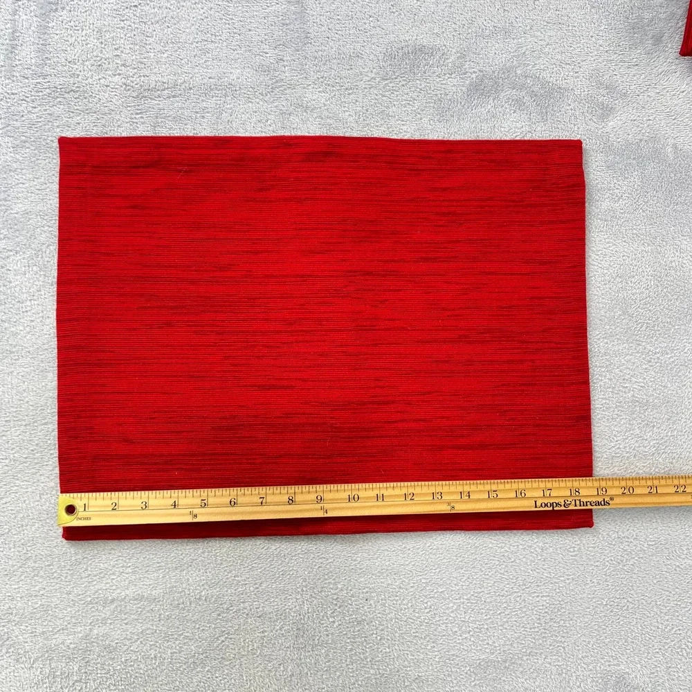 Set of 4 Crate & Barrel Grasscloth Placemats Ruby Red Handwoven Cotton 14x19